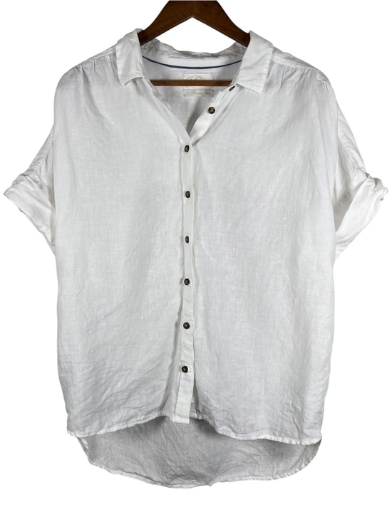 J. Crew Tops - J.Crew Baird McNutt Irish Linen Short Sleeve Shirt Sz M White Lagenlook Coastal